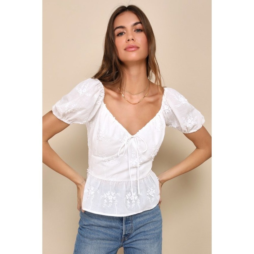 Lulu's White Blouse with Elegant Design